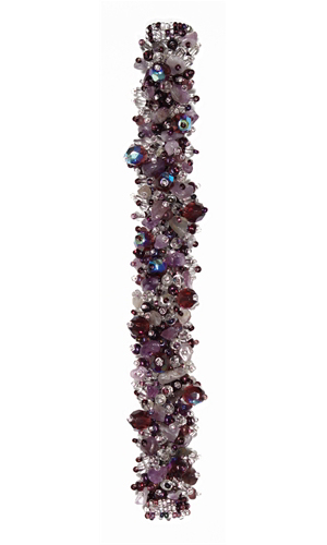 Fuzzy Bracelet with Stones - #172 Purple and Crystal, Double Magnetic Clasp!