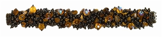 Fuzzy Bracelet with Stones - #201 Brown Iris, Double Magnetic Clasp!