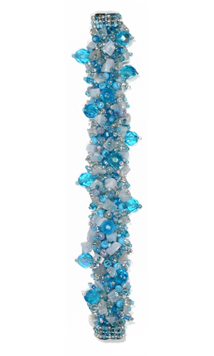 Fuzzy Bracelet with Stones - #208 Light Blue, Double Magnetic Clasp!