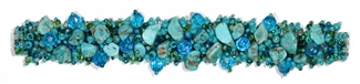 Fuzzy Bracelet with Stones - #231 Turquoise, Double Magnetic Clasp!