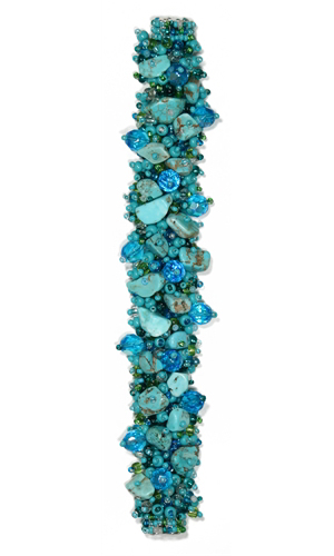 Fuzzy Bracelet with Stones - #231 Turquoise, Double Magnetic Clasp!