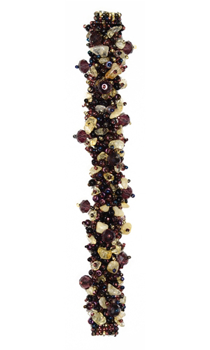Fuzzy Bracelet with Stones - #239 Purple and Citrine, Double Magnetic Clasp!