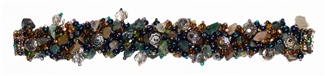 Fuzzy Bracelet with Stones - #246 Iris, Gold, Purple/Green, Double Magnetic Clasp!