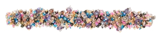 Fuzzy Bracelet with Stones - #247 Pink, Blue, Jasper, Double Magnetic Clasp!