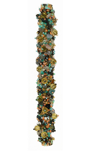 Fuzzy Bracelet with Stones - #250 Green Multi, Double Magnetic Clasp!