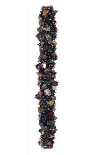 Fuzzy Bracelet with Stones - #252 Lavender and Green, Double Magnetic Clasp!