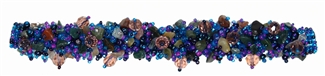 Fuzzy Bracelet with Stones - #254 Cobalt and Green, Double Magnetic Clasp!