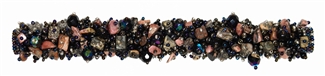 Fuzzy Bracelet with Stones - #256 Jasper and Black, Double Magnetic Clasp!