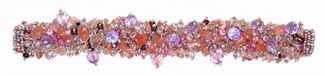 Fuzzy Bracelet with Stones - #257 Lavender and Rose, Double Magnetic Clasp!