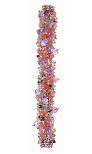 Fuzzy Bracelet with Stones - #257 Lavender and Rose, Double Magnetic Clasp!