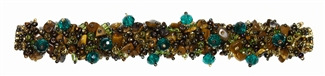 Fuzzy Bracelet with Stones - #259 Earth with Green Crystals, Double Magnetic Clasp!