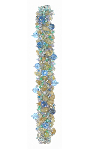 Fuzzy Bracelet with Stones - #263 Blue, Crystal, Citrine, Double Magnetic Clasp!