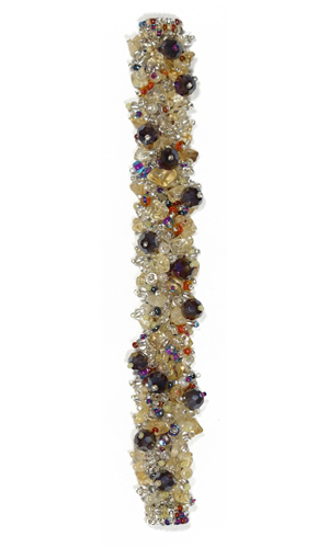 Fuzzy Bracelet with Stones - #276 Citrine, Purple, Crystal, Double Magnetic Clasp!