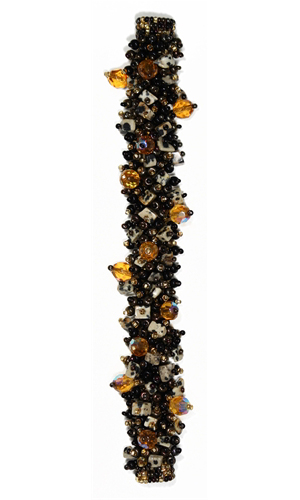 Fuzzy Bracelet with Stones - #278 Black, Brown Iris, Dalmation, Double Magnetic Clasp!