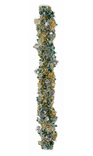 Fuzzy Bracelet with Stones - #280 Citrine, Blue/Green, Double Magnetic Clasp!