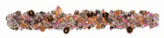 Fuzzy Bracelet with Stones - #285 Pink and Brown Iris, Double Magnetic Clasp!