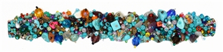 Fuzzy Bracelet with Stones - #289 Turquoise and Multi, Double Magnetic Clasp!