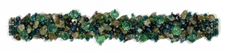 Fuzzy Bracelet with Stones - #290 Unakite, Blue/Green, Double Magnetic Clasp!