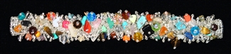 Fuzzy Bracelet with Stones - #291 Crystal and Multi, Double Magnetic Clasp!