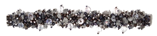 Fuzzy Bracelet with Stones - #295 Gray and Crystal, Double Magnetic Clasp!