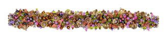 Fuzzy Bracelet with Stones - #435 Pink, Green, Copper, Double Magnetic Clasp!