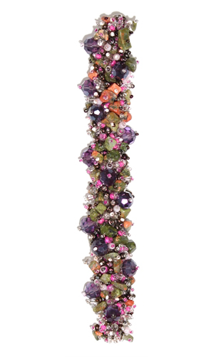 Fuzzy Bracelet with Stones - #469 Pink, Purple, Pearl, Double Magnetic Clasp!