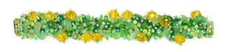 Fuzzy Bracelet with Stones - #495 Green, Crystal, Amber, Double Magnetic Clasp!