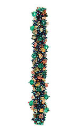 Fuzzy Bracelet with Stones - #496 Blue Iris and Emerald, Double Magnetic Clasp!