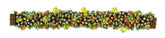 Fuzzy Bracelet with Stones - #497 Copper and Turquoise, Double Magnetic Clasp!