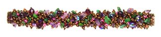 Fuzzy Bracelet with Stones - #499 Purple, Green, Copper, Double Magnetic Clasp!