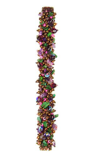 Fuzzy Bracelet with Stones - #499 Purple, Green, Copper, Double Magnetic Clasp!