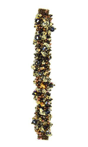 Fuzzy Bracelet with Stones - #501 Dalmation, Black, Copper, Double Magnetic Clasp!