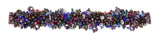 Fuzzy Bracelet with Stones - #502 Purple and Hematite, Double Magnetic Clasp!