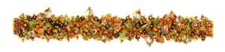 Fuzzy Bracelet with Stones - #504 Unakite Ginger, Double Magnetic Clasp!