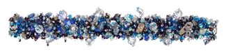 Fuzzy Bracelet with Stones - #506 Blue Iris and Crystal, Double Magnetic Clasp!