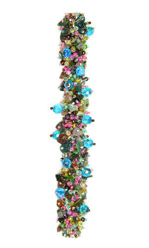 Fuzzy Bracelet with Stones - #760 Pink, Green, Blue Crystals, Double Magnetic Clasp!