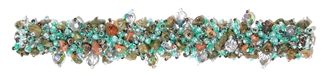 Fuzzy Bracelet with Stones - #830 Unakite, Aqua, Crystal, Double Magnetic Clasp!