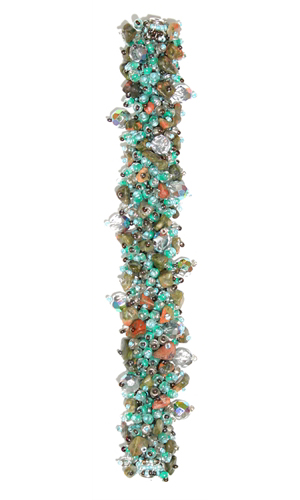 Fuzzy Bracelet with Stones - #830 Unakite, Aqua, Crystal, Double Magnetic Clasp!