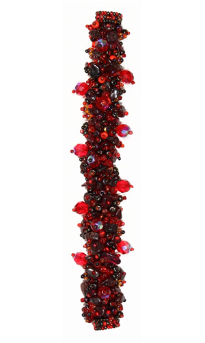 Fuzzy Bracelet with Stones, Small 6.5" - #111 Red Garnet, Double Magnetic Clasp!
