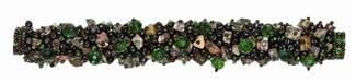 Fuzzy Bracelet with Stones, Small 6.5" - #260 Green and Bronze, Double Magnetic Clasp!