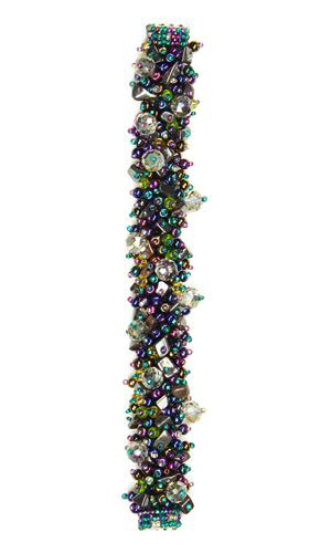 Fuzzy Bracelet with Stones, Small 6.5" - #503 Purple, Hematite, Lime, Double Magnetic Clasp!