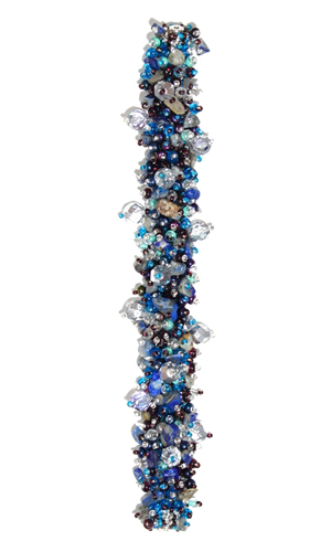 Fuzzy Bracelet with Stones, Small 6.5" - #506 Blue Iris and Crystal, Double Magnetic Clasp!