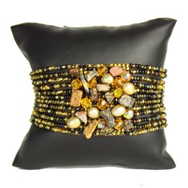 Gem Cluster Bracelet - #104 Black and Gold