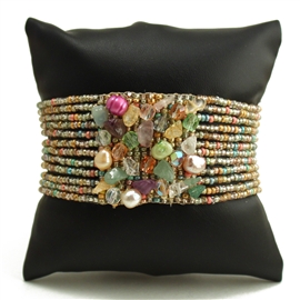 Gem Cluster Bracelet - #160 Metallic, Double Magnetic Clasp!