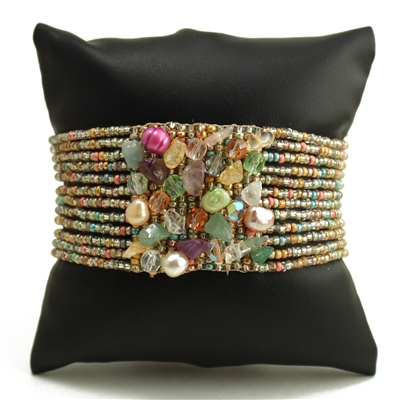 Gem Cluster Bracelet - #160 Metallic, Double Magnetic Clasp!