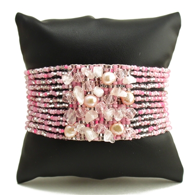 Gem Cluster Bracelet - #164 Pink, Double Magnetic Clasp!