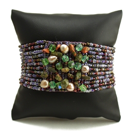 Gem Cluster Bracelet - #242 Pink, Purple, Green, Double Magnetic Clasp!