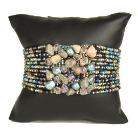 Gem Cluster Bracelet - #899 Lavender, Light Blue, Crystal, Double Magnetic Clasp!