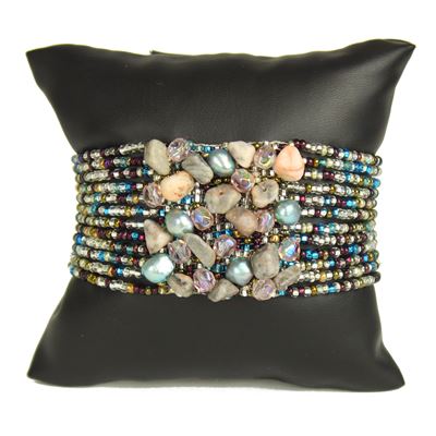 Gem Cluster Bracelet - #899 Lavender, Light Blue, Crystal, Double Magnetic Clasp!