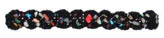 Braided with Gems Bracelet - #151 Black and Multi, Double Magnetic Clasp!